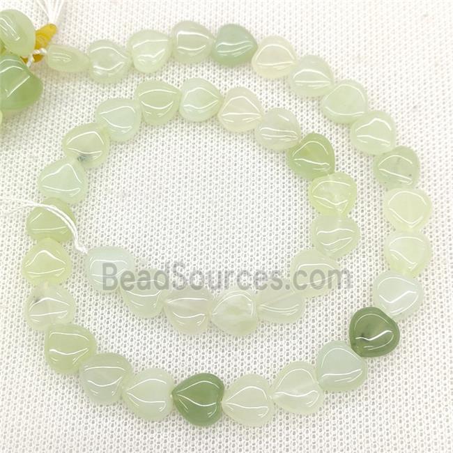 Natural New Mountain Jade Heart Beads Lt.green