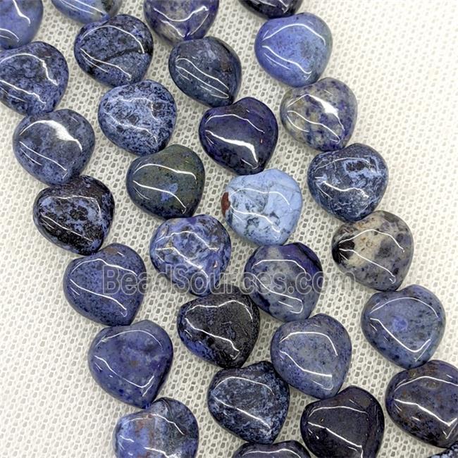 Natural Blue Dumortierite Heart Beads