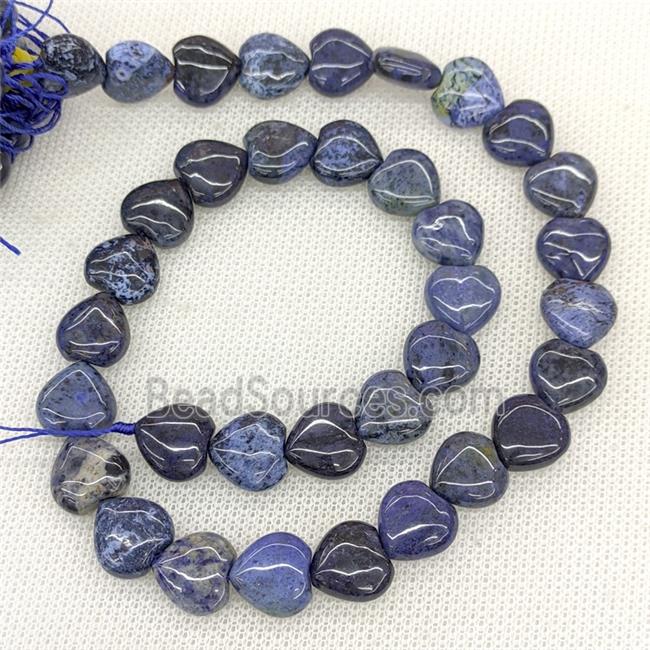 Natural Blue Dumortierite Heart Beads