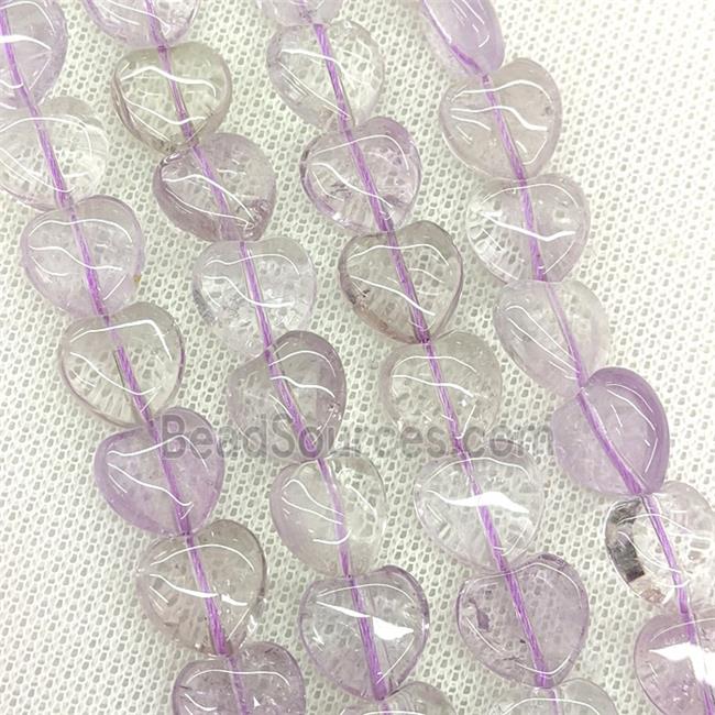 Natural Amethyst Heart Beads Lt.purple