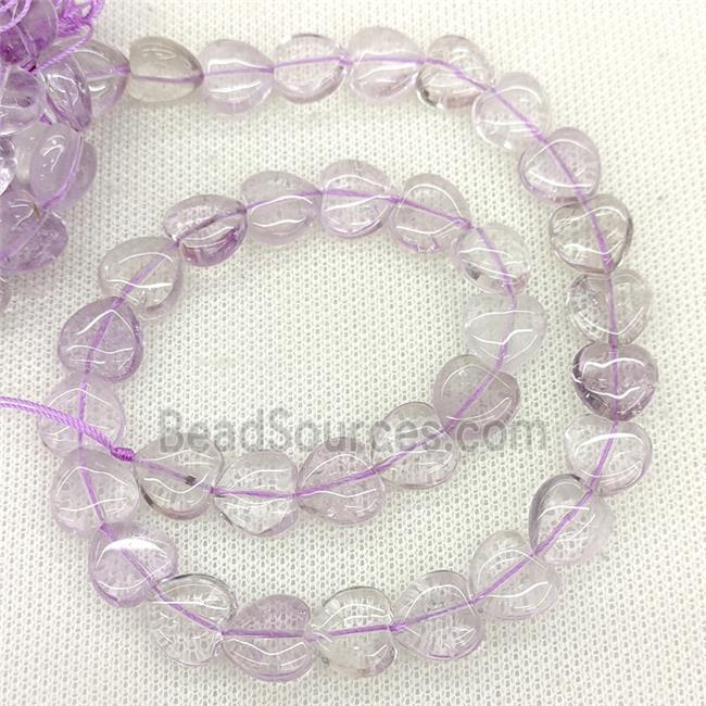 Natural Amethyst Heart Beads Lt.purple