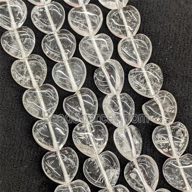 Natural Clear Quartz Heart Beads