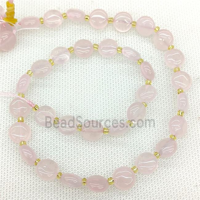 Natural Pink Rose Quartz Coin Beads Flat Round