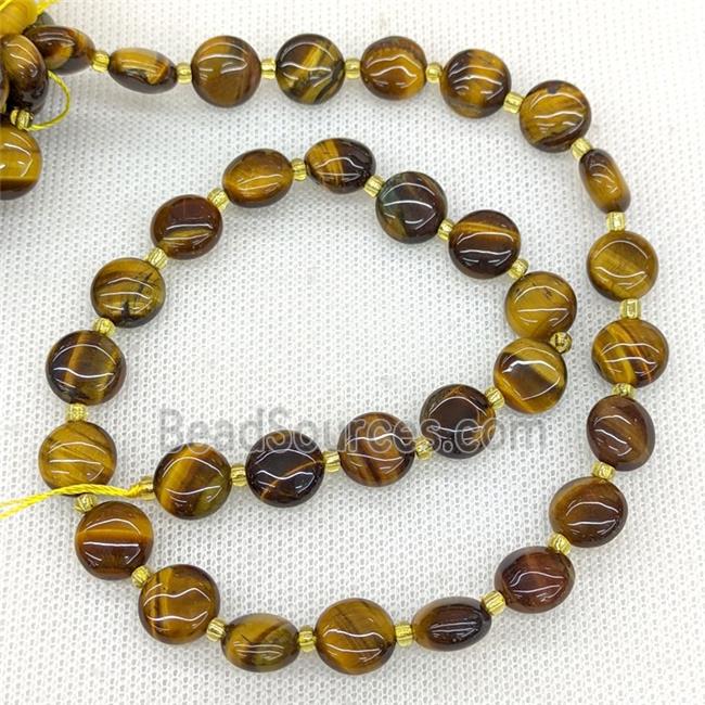 Natural Tiger Eye Stone Beads Coin