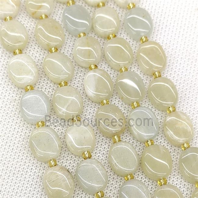 Natural White Moonstone Oval Beads