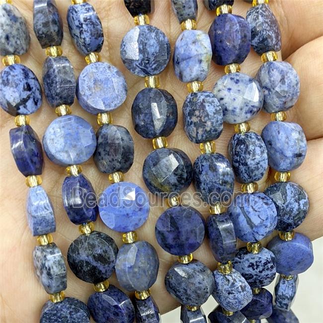 Natural Blue Dumortierite Beads Faceted Coin