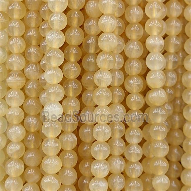 Natural Yellow Calcite Beads Smooth Round