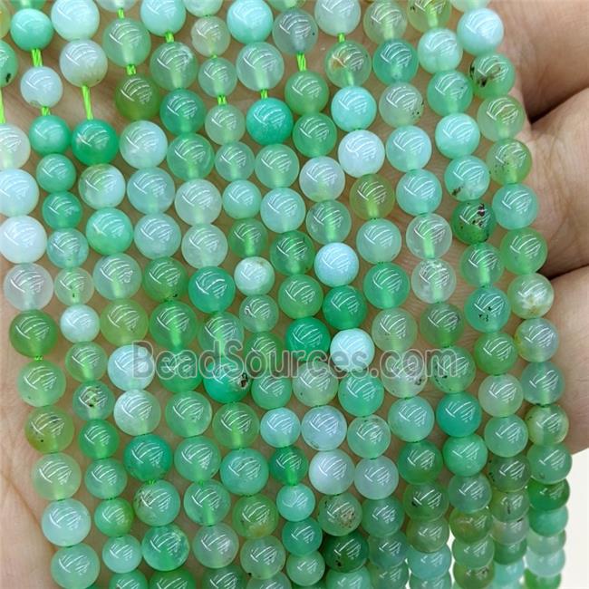 Natural Green Australian Chrysoprase Beads Smooth Round