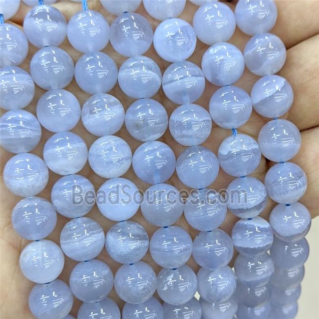 Natural Blue Lace Agate Beads Smooth Round