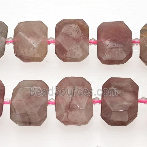 Natural Madagascar Rose Quartz Beads Pink Faceted Rectangle