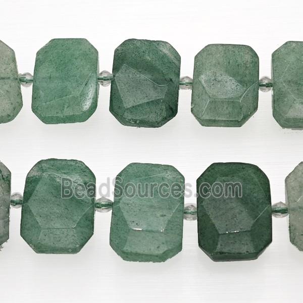 Natural Green Strawberry Quartz Beads Faceted Rectangle