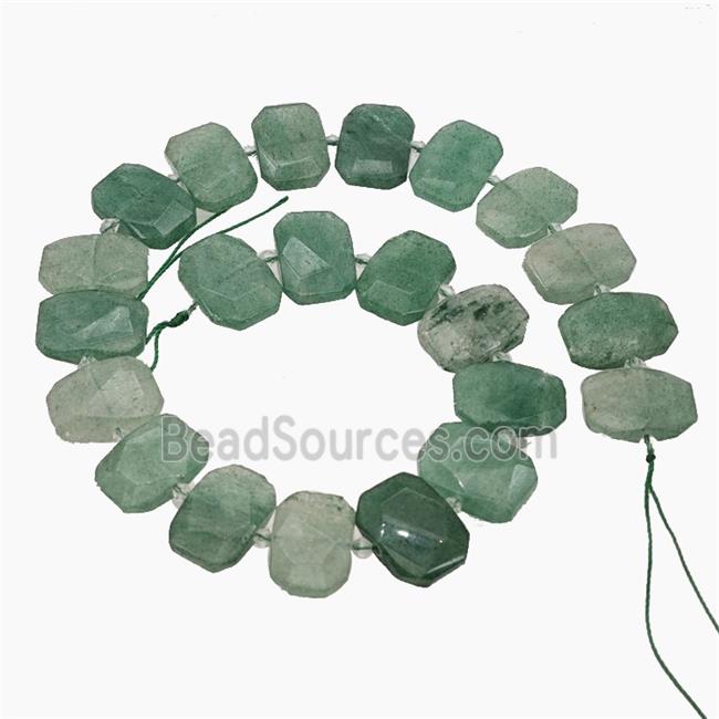 Natural Green Strawberry Quartz Beads Faceted Rectangle