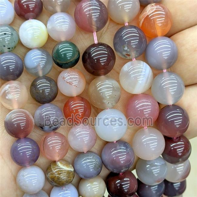 Natural Chinese Yanyuan Agate Beads Multicolor Smooth Round