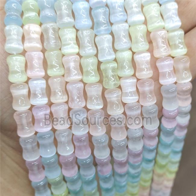 Natural Selenite Beads Bamboo Mixed Color