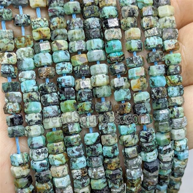 Natural African Turquoise Hexagon Beads Green