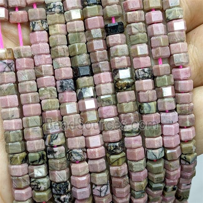 Natural Chinese Rhodonite Hexagon Beads Pink