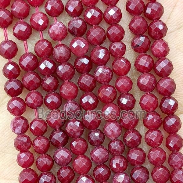 Red Dye Jade Beads Faceted Round