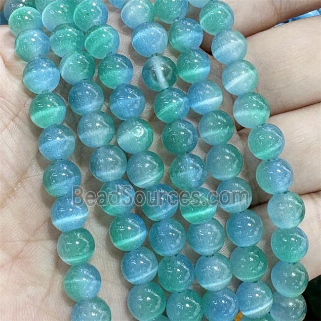 Cats Eye Round Beads Smooth Dye