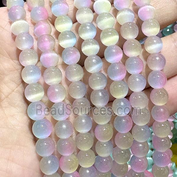 Cats Eye Round Beads Smooth Dye