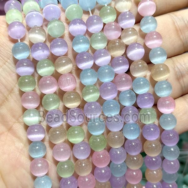 Cats Eye Round Beads Smooth Multicolor Dye
