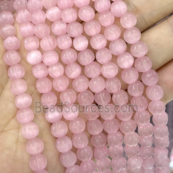 Cats Eye Pumpkin Beads Pink Dye