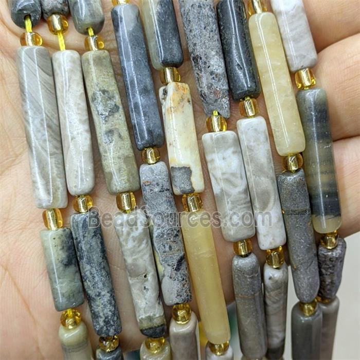 Natural Bumblebee Jasper Beads Tube Multicolor