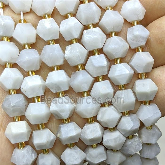 Natural White Crazy Lace Agate Beads Cutted Bicone