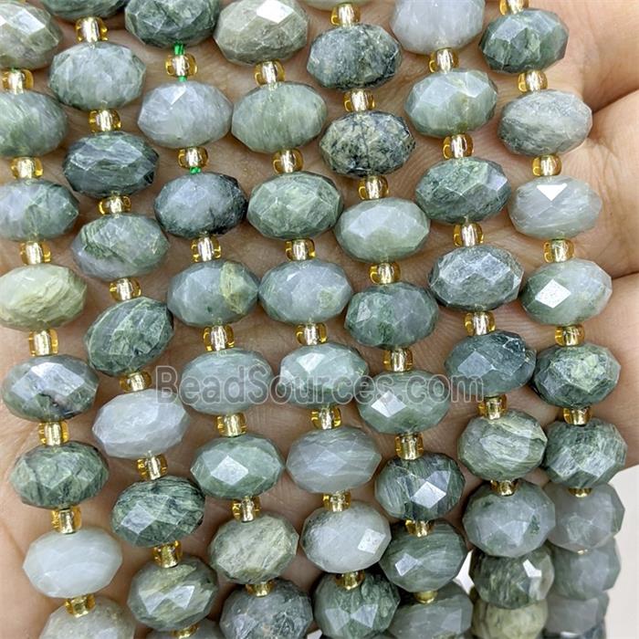 Green Actinolite Beads Faceted Rondelle