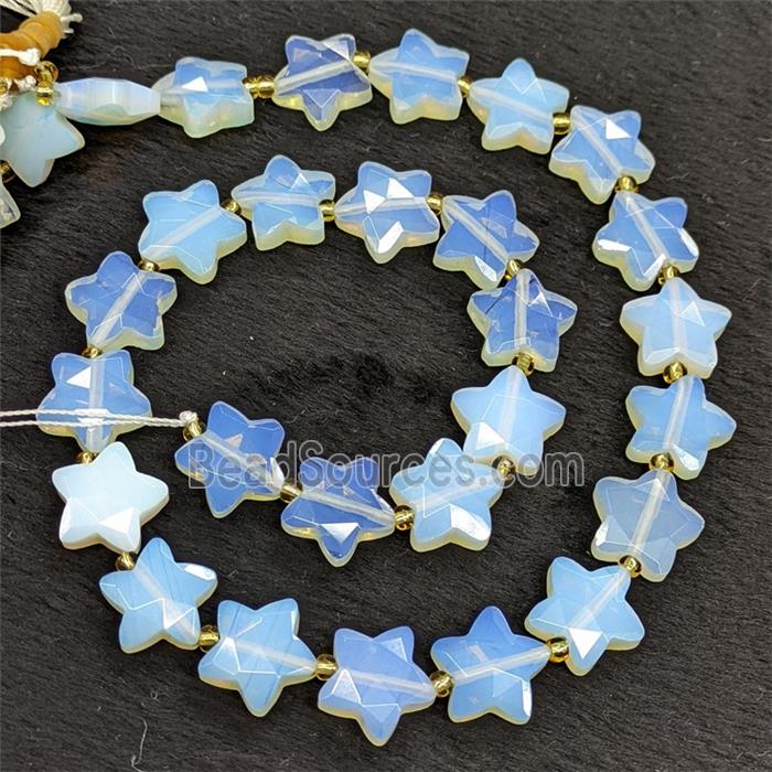 White Opalite Star Beads Faceted