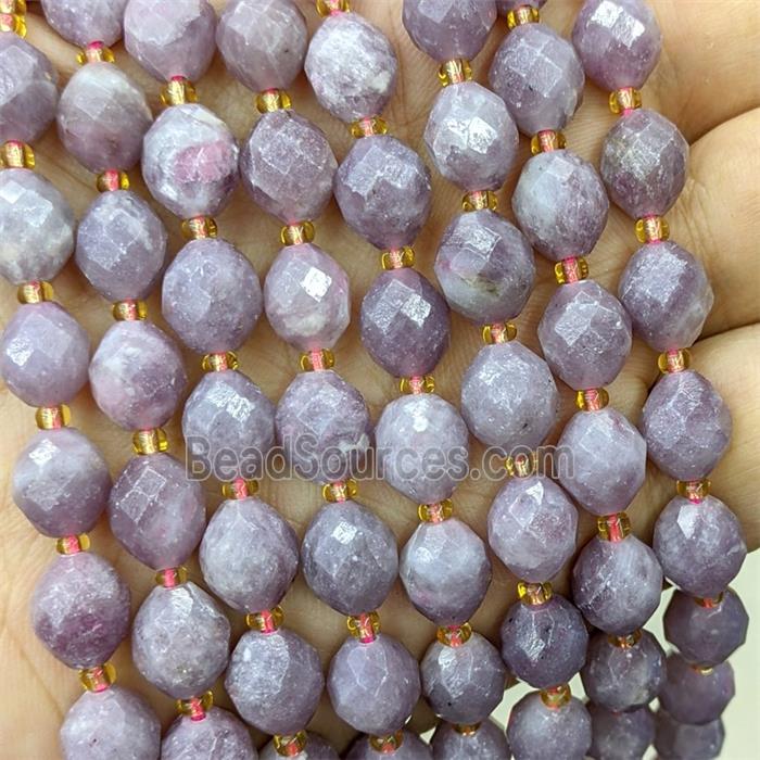 Natural Chinese Lepidolite Beads Purple Faceted Rice