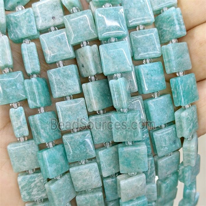 Natural Green Amazonite Square Beads