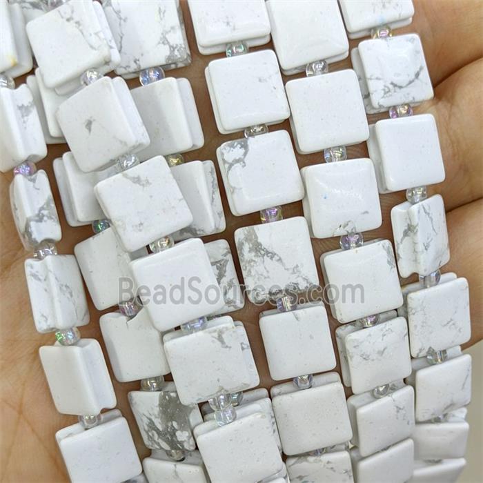 Natural White Howlite Turquoise Square Beads