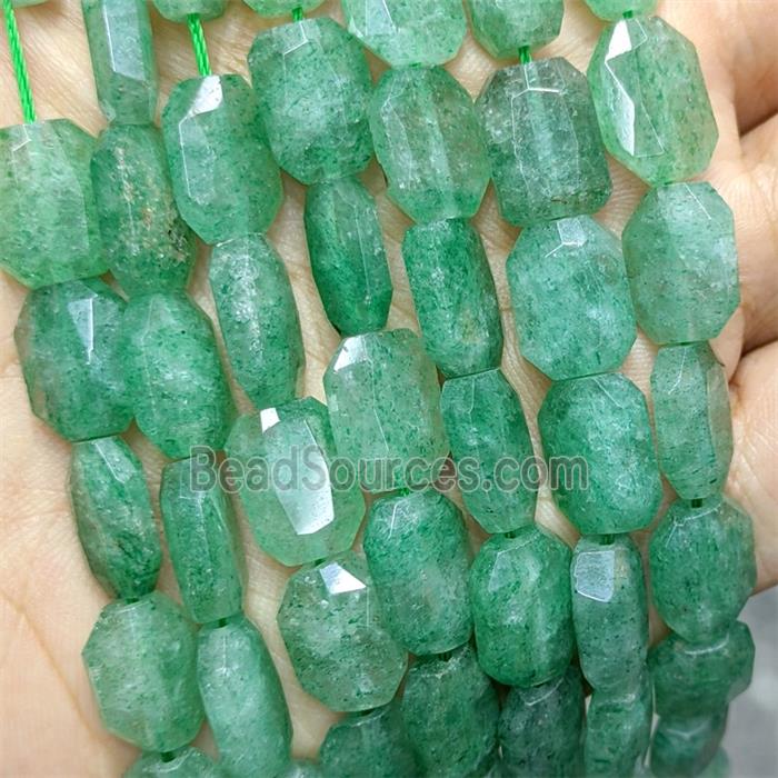 Natural Green Strawberry Quartz Beads Faceted Rectangle
