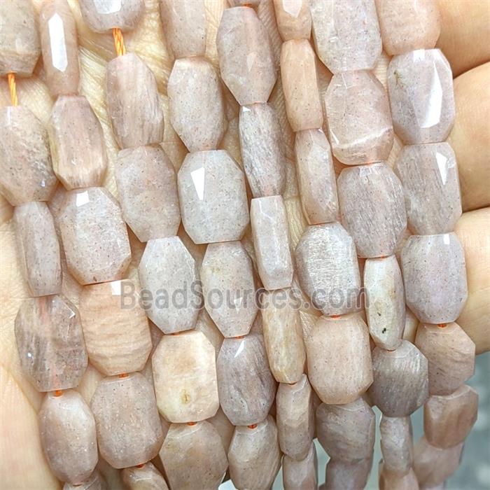 Natural Peach Sunstone Beads Faceted Rectangle