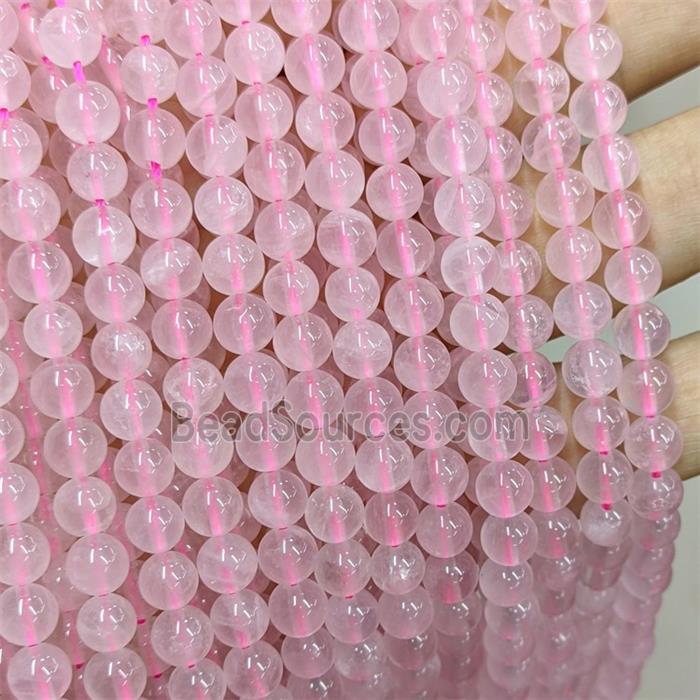 Natural Malagasy Rose Quartz Beads Pink Smooth Round