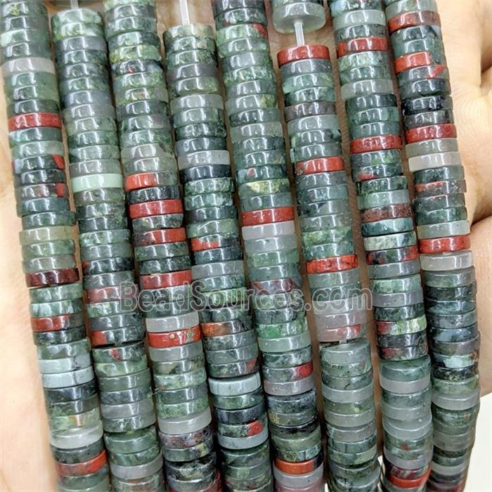 Natural African Bloodstone Heishi Beads