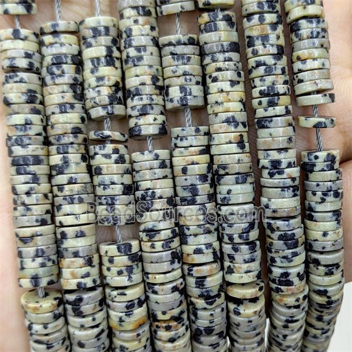 Natural Black Dalmation Jasper Heishi Beads