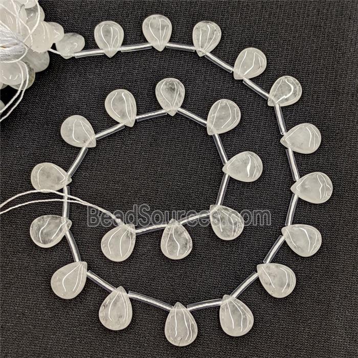 Natural Clear Crystal Quartz Teardrop Beads Smooth Topdrilled