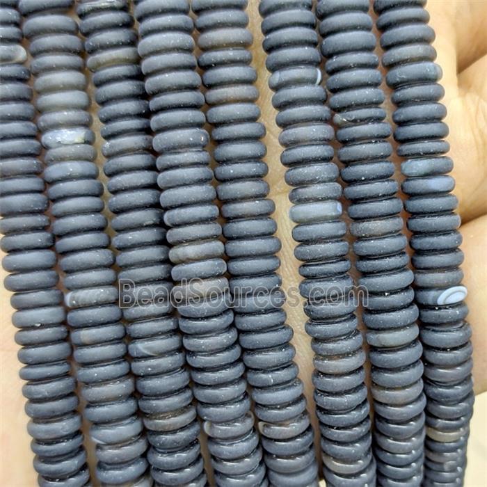 Black Stripe Agate Heishi Beads Dye Matte