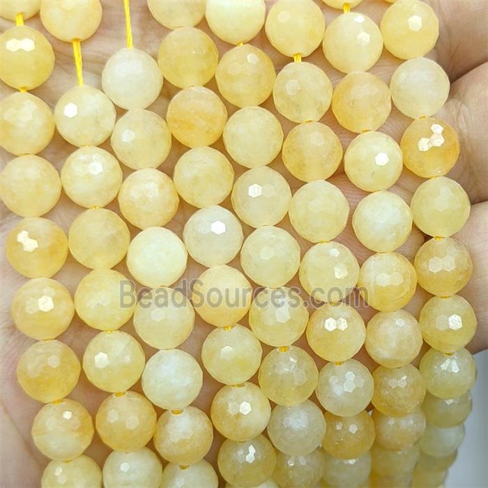 Honey-yellow Jade Beads Dye faceted Round