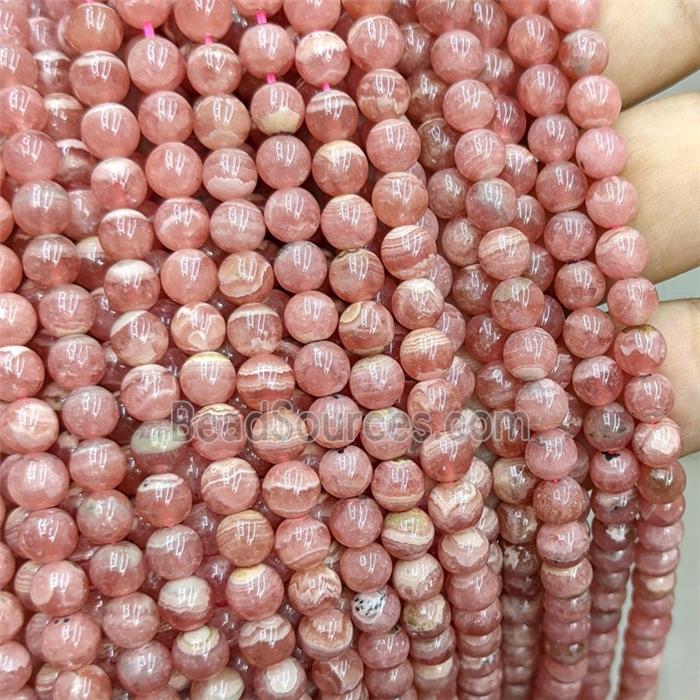 Natural Pink Argentina Rhodochrosite Beads Smooth Round