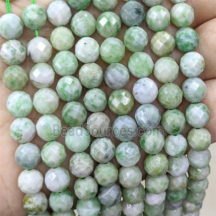 Natural Green Mountain Jade Beads Faceted Round
