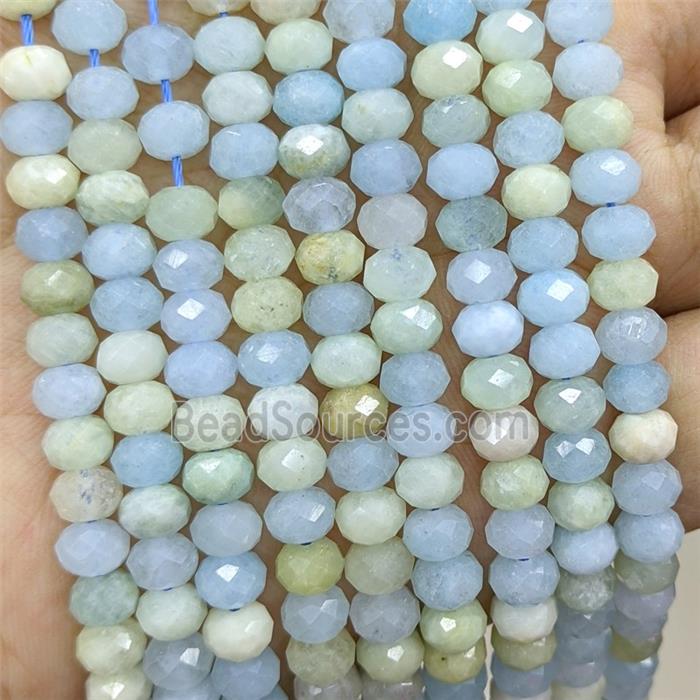 Natural Aquamarine Beads Multicolor Facetd Rondelle