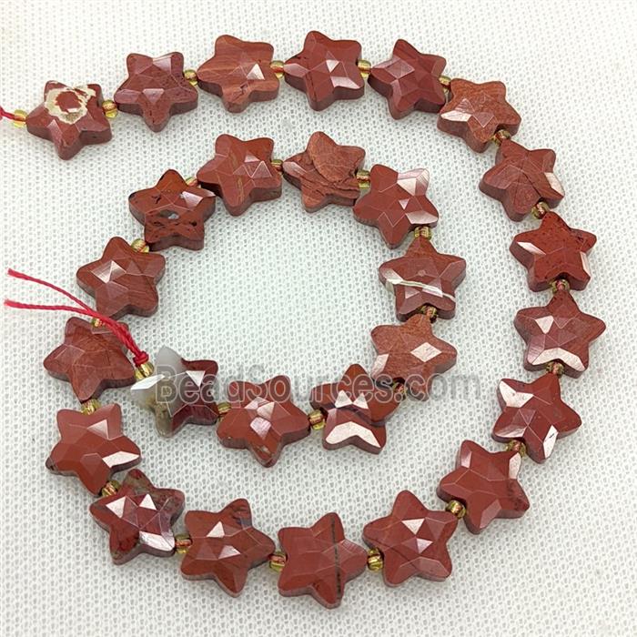 Natural Red Jasper Star Beads Faceted