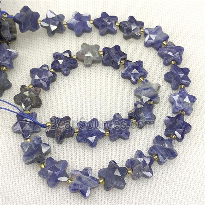 Natural Blue Sodalite Star Beads Faceted