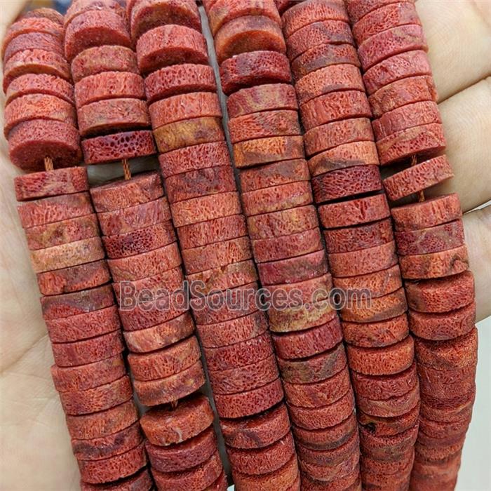 Natural Red Coral Heishi Beads Undye