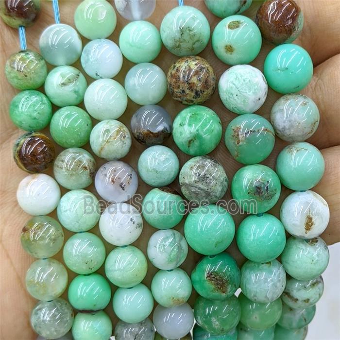 Natural Green Australian Chrysoprase Beads Smooth Round