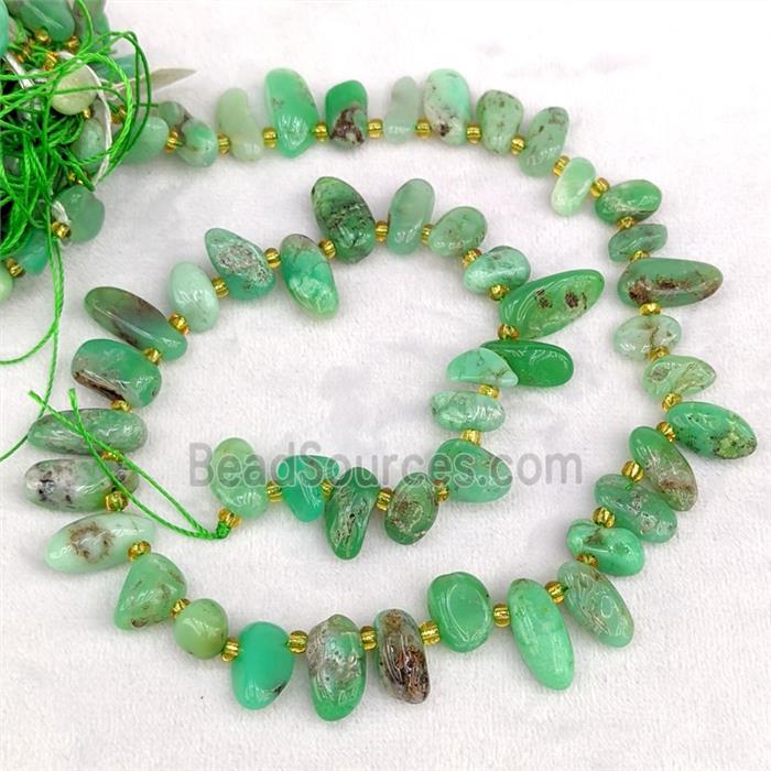 Natural Green Australian Chrysoprase Chips Beads Freeform Topdrilled