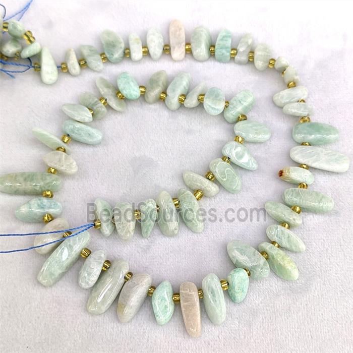 Natural Green Amazonite Chips Beads Freeform Topdrilled
