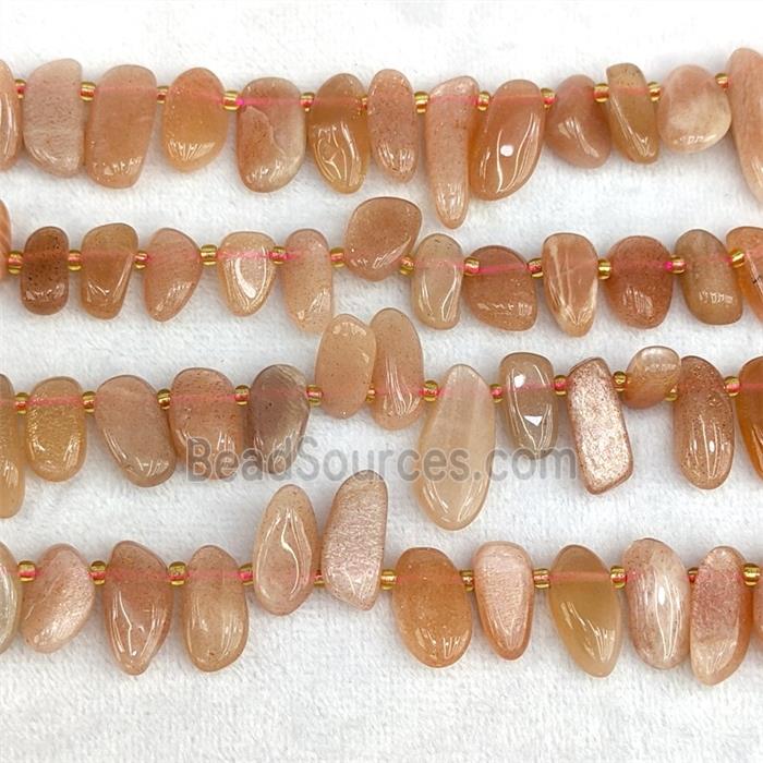 Natural Peach Moonstone Chips Beads Freeform Topdrilled